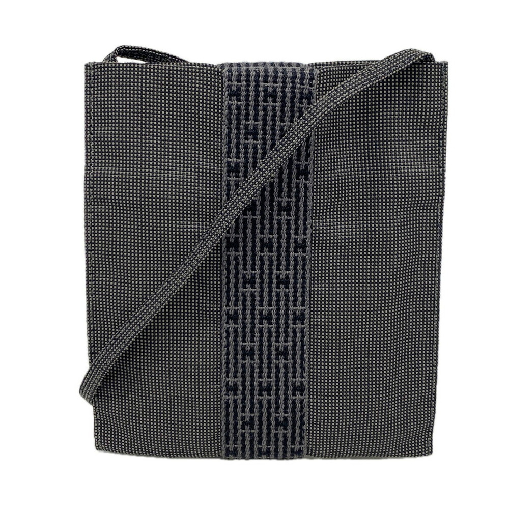 Hermes Shoulder Bag, Herline Pochette, Nylon, Gray, Women's